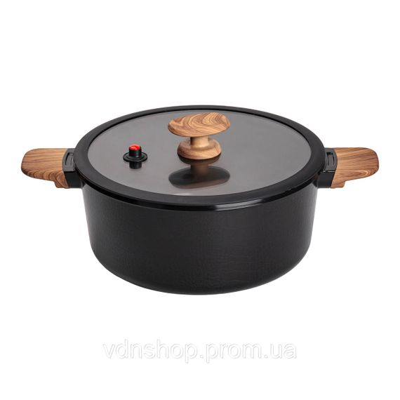 Алюмінієва каструля з керамічним покриттям антипригарним 6.9 л Ø 28 см чорний MGC HP-4-454B