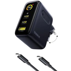 МЗП Baseus PicoGo AE21 Fast Charger PD100W+QC3.0 (1USB-A/2C) + кабель Type-C to Type-C (E0121B) Cosmic Black
