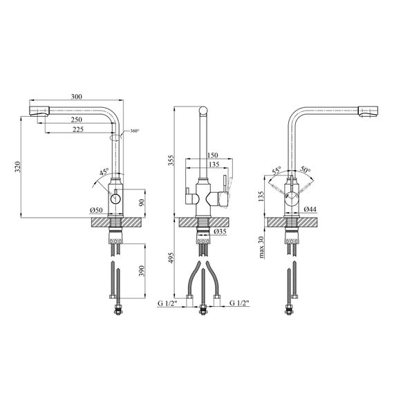 Змішувач для кухні Kroner KRM Edelstahl Klassisch - ESG038 (CV022992) | Зображення 1