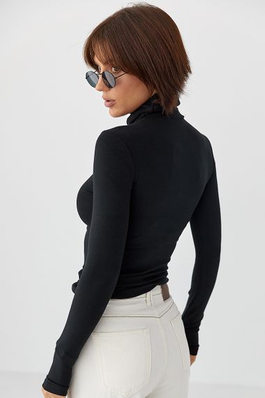 Однотонний гольф із високою горловиною - чорний цвет, M (є розміри) | Зображення 1