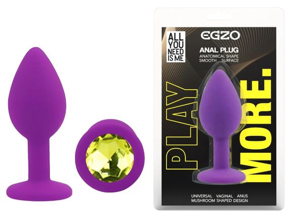 Анальна пробка EGZO Silicone Purple Round Plug, розмір S, силіконова, фіолетова Sex Aura