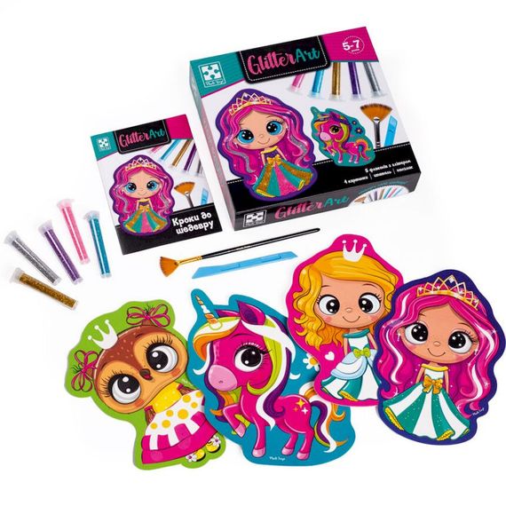 Набір для творчості "Glitter Art Казкові принцеси" VT4501-10, 5 флаконів з глітерами | Зображення 4