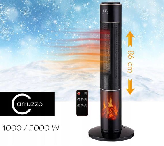Колонний обігрівач з імітацією каміна та пультом ДУ Carruzzo Q20K 2000 Вт (47737-6983_1648) | Зображення 6
