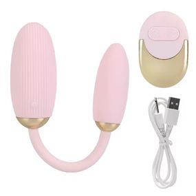 Вагінально-антенальне віброяйце з пультом ДК, пудровий, 10 режимів Sex Aura