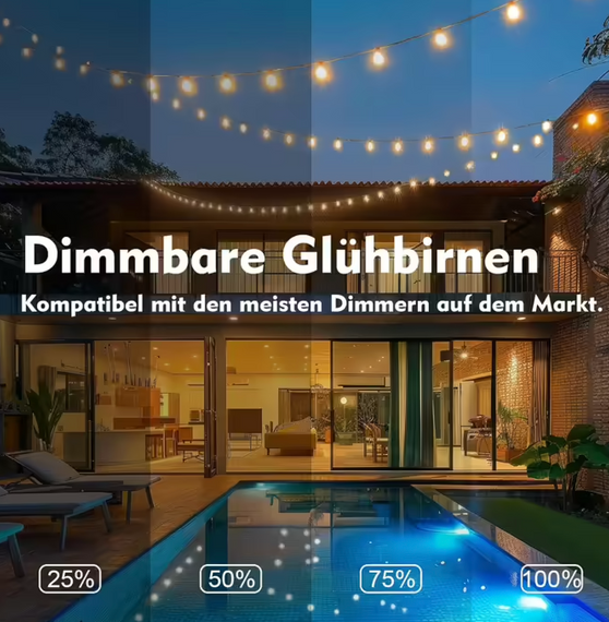 Світлодіодна гірлянда Yuusei Guinguette — 45,7 м, 75 ламп G40 + 2 запасні, водонепроникна, для вулиці та дому | Зображення 4