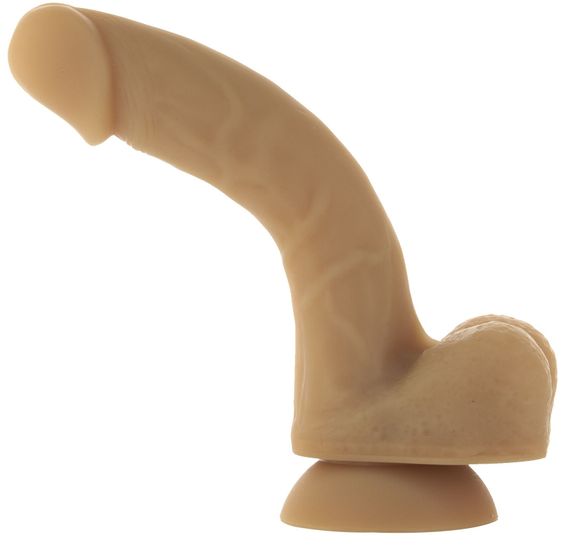 Гнучкий фалоімітатор на присосці ADDICTION — ANDREW 8″ Silicone Dong — Caramel, віброкуля в подаруно | Зображення 3