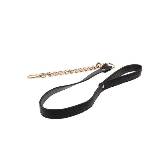 Поводок цепь с петлей из искусственной кожи Statement Leash золотистый, 75 см sexstyle | Зображення 5