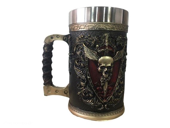 Кружка Чашка 3D Skull Mug Череп Пивная кружка с Гербом Крылатого Черепа | Зображення 3