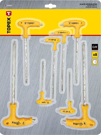Ключи шестигранные TOPEX HEX с Т-образной ручкой, набор 9 шт. (35D967) | Зображення 1
