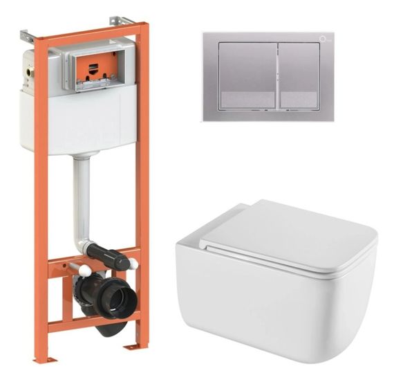 Набір Qtap Nest 4 в 1 підвісний унітаз Gemini Ultra Quiet 530х365х373 + комплект інсталяції QT2533076EUQW46160