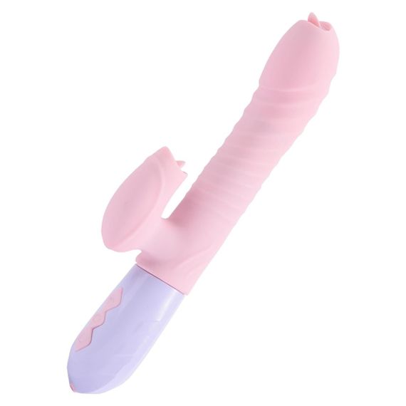 Вібратор - Silicone Vibrator USB 7 Function and Thrusting Function / Heating Pink Sex Aura | Зображення 4