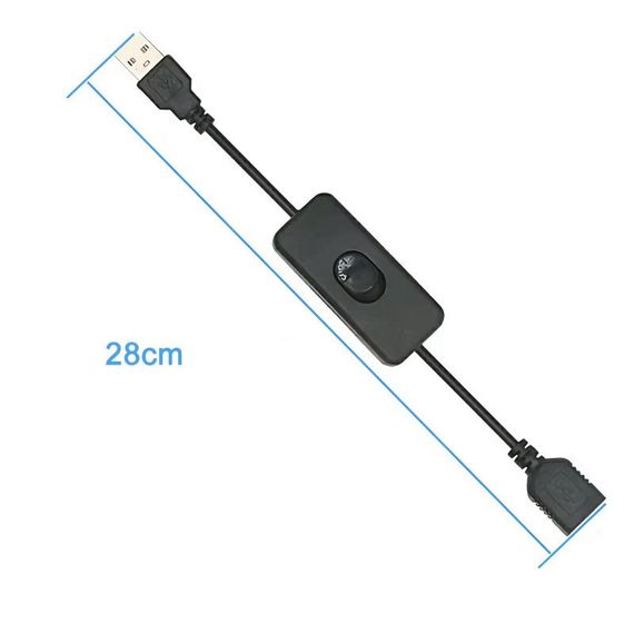 Кабель живлення з вимикачем USB 28 см чорний | Зображення 1