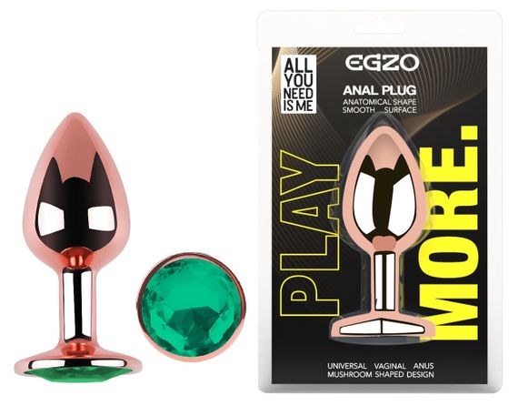 Анальна пробка з кристалом EGZO - Rose Gold Round Plug Marine size S sexstyle