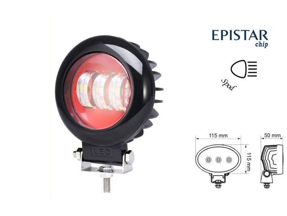 Светодиодная фара AllLight 30W(B) 3chip spot 9-30V КРУГЛАЯ (RED) | Зображення 2
