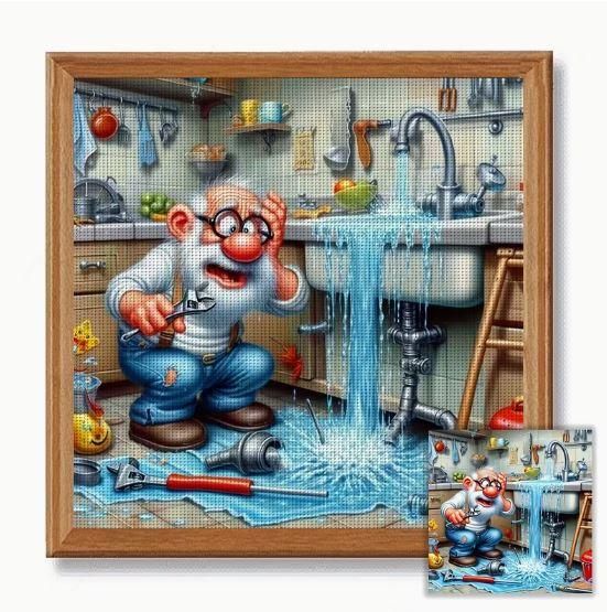 Набор для вышивки крестом JOZYSH «Все под контролем» 40×40 см, 14 CT, канва Аида с нанесенным рисунком, полная зашивка | Зображення 1