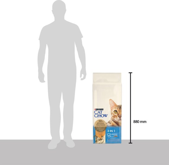 Сухой корм Purina Cat Chow Feline 3-in-1 для взрослых котов 3 в 1 с индейкой 15кг | Зображення 3