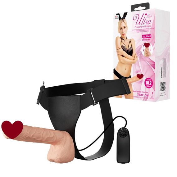 Страпон з вібро BAILE-Strap On RealDeal 10.2 Sex Aura