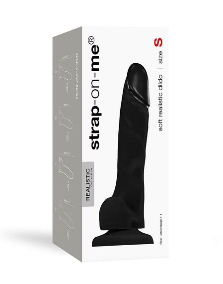 Реалистичный фаллоимитатор Strap-On-Me SOFT REALISTIC DILDO Black - Size S Sex Aura | Зображення 3