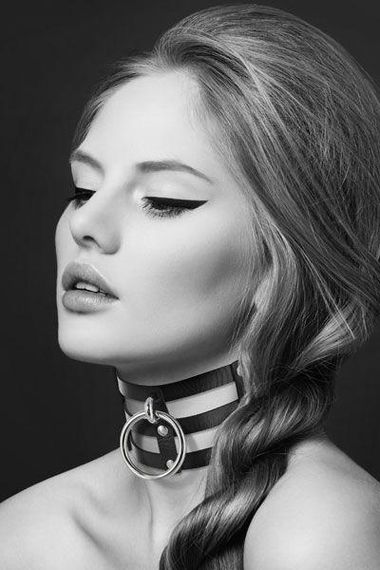 Чокер потрійний з кільцем для повідця Bijoux Pour Toi - FETISH, екошкіра sexstyle