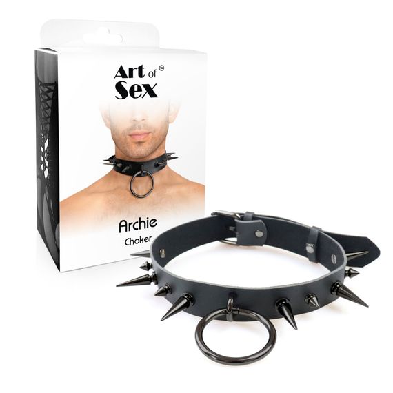 Чоловічий чокер з шипами Art of Sex - Archie Leather and Spikes | Зображення 2