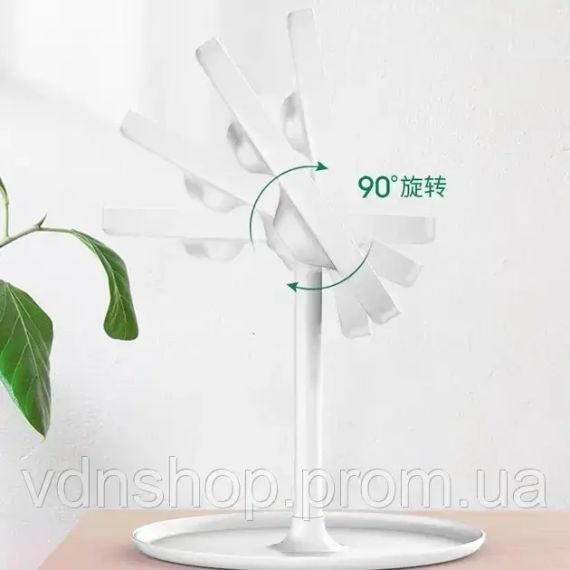 Зеркало для макияжа, косметическое зеркало с LED с яркой лед подсветкой, встроенным аккумулятором, белое | Зображення 4