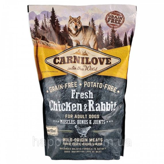 Беззерновой корм Carnilove Fresh Chicken & Rabbit для взрослых собак, курица и кролик, 1.5 кг | Зображення 2