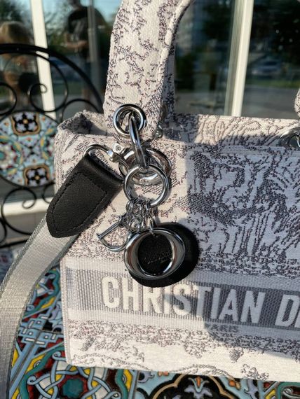 Жіноча текстильна сумка Christian Dior Lady D-Lite gray Діор сіра 080 | Зображення 1