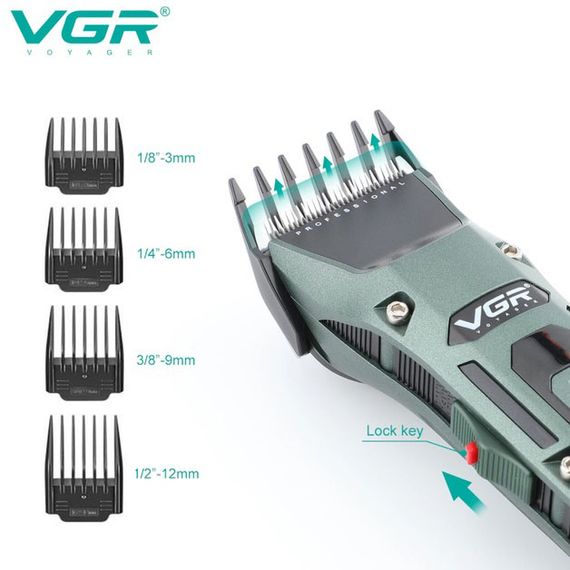 Аккумуляторная беспроводная машинка для стрижки волос VGR V-696 с LED дисплеем и ТУРБО режимом | Зображення 4