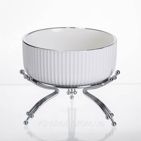 Салатник фарфоровый на металлической подставке Ø16 (см) Серебро LB-1568S