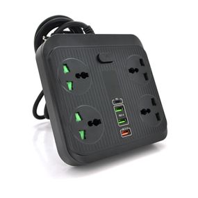 Сетевой фильтр TB-Т18.4 розетки + 2 USB + PD, 2м, сечение 3х0.75мм, 3000W, Black, Box