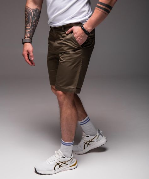 Мужские летние брючные шорты коттоновые под ремень RA2032, цвет хаки, размер S | Зображення 4
