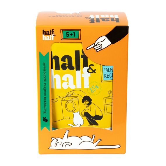 Набір паучів HalfHalf д/дорослих котів лосось/желе 5+1 | Зображення 1