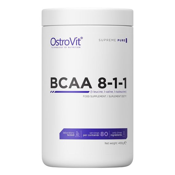 Амінокислота BCAA для спорту OstroVit BCAA 8-1-1 400 g /40 servings/ Pure