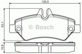 Колодка гальм. диск. MB SPRINTER задн. (вир-во Bosch) BOSCH 0986495100 на MERCEDES-BENZ SPRINTER 3,5-t автобус (906)