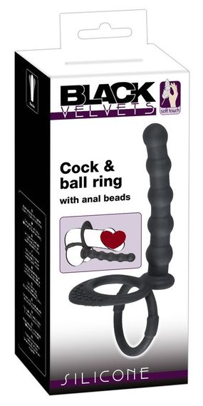 Кільце на пеніс і мошонку з анальним намистом sexstyle