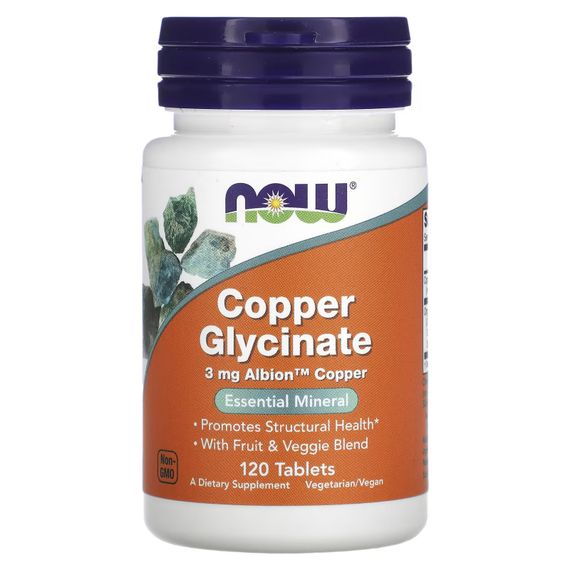 Мідь Now Copper Glycinate 3 mg 120 Tablets