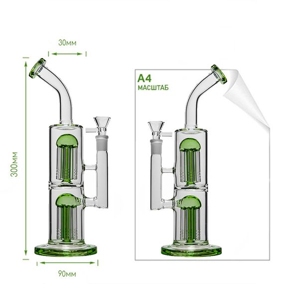 Трубка Скляна 2 Перколятори Glass Bong Double Medusa | Зображення 1