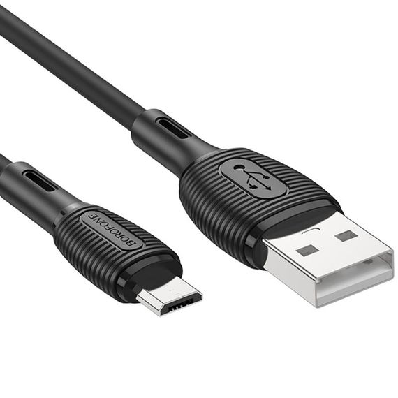 Дата кабель Borofone BX86 Advantage USB to MicroUSB 2.4A (1m) Black | Зображення 3