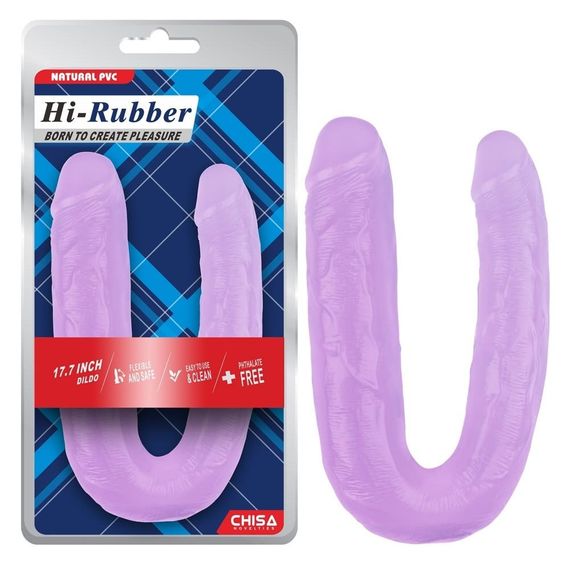 Фалоімітатор двосторонній Chisa Hi-Rubber, фіолетовий 45 см Sex Aura | Зображення 1