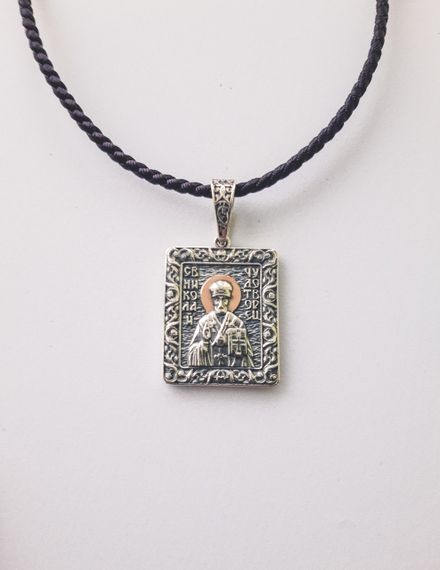 Ладанка срібна з золотими вставками Святий Миколай Artsriblo арт358п | Зображення 3