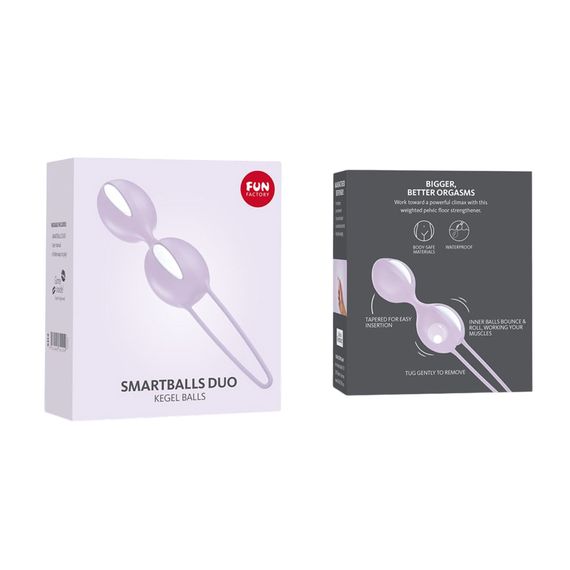 Вагінальні кульки Fun Factory SMARTBALLS DUO, бузково-білі, 2 шт, діаметр 3,2 та 3,6 см | Зображення 6
