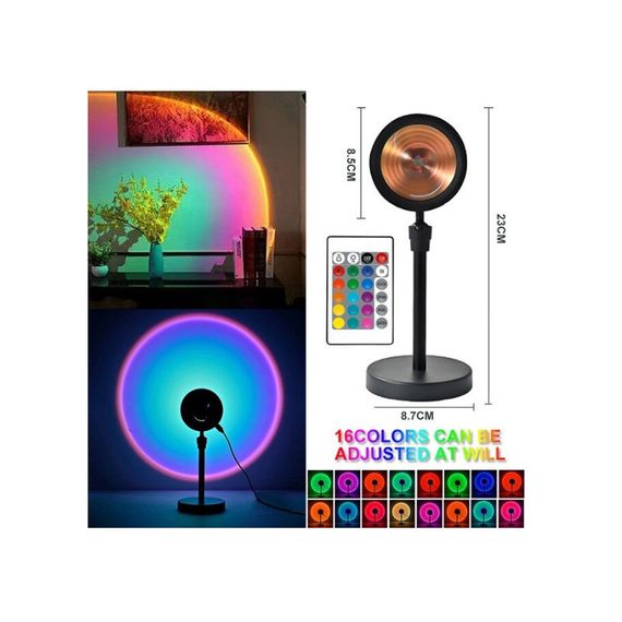 Проекционная разноцветная RGB LED лампа Sunset Lamp с эффектом заката с пультом, светильник заката/рассвета, 1 | Зображення 3