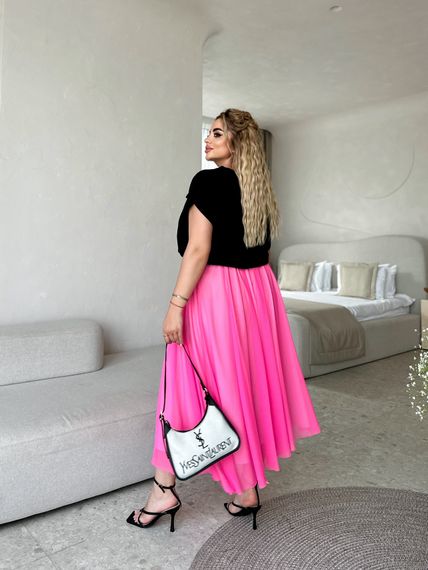 Женская легкая юбка миди большого размера, IN323 размер 50/54 цвет розовый | Зображення 2