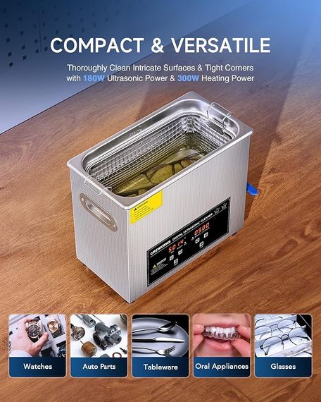 Цифровая ультразвуковая ванна Creworks PS-30A, 6л 180W с таймером и подогревом (мойка) (была в использовании) | Зображення 6
