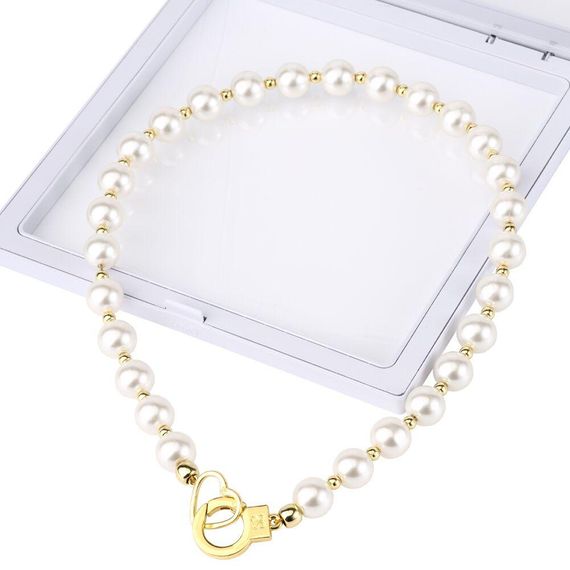 Жемчужный ошейник с поводком LOCKINK Pearl Collar & Leash Set Sex Aura | Зображення 4