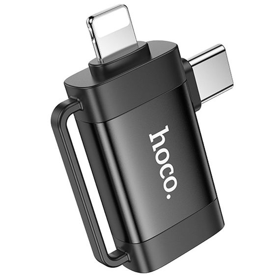 Перехідник Hoco UA31F OTG 2in1 Lightning male/Type-C male to USB female Black