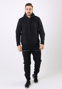 Мужской теплый спортивный костюм на флисе UN8855 цвет черный, размер 52