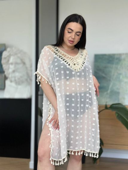 Пляжна бежева жіноча туніка PLUS SIZE | Зображення 2