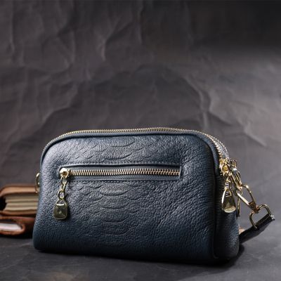 Сумка Vintage На два отделения из натуральной кожи Синяя (22355) | Зображення 3