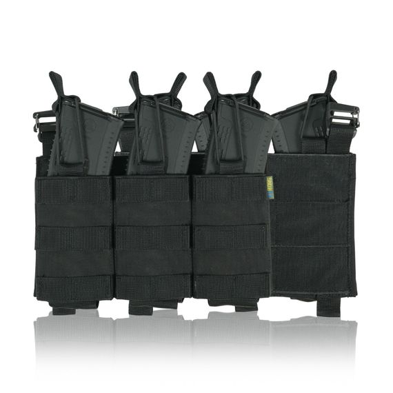 Съемная передняя панель к плитоноске с подсумками под 3 магазина черный | Зображення 3